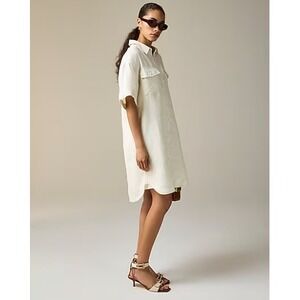 J.Crew Short Sleeve Linen Shirt Dress‎ Womens SP Button Down Utility Pockets NWT